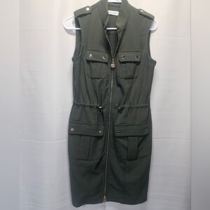 Calvin Klein Sleeveless Olive Green Utility Dress NWOT